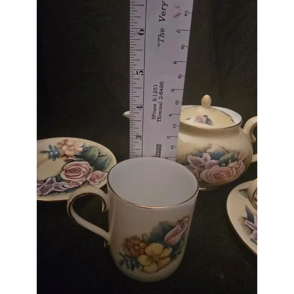 Hour of Power Bone China Tea Set Floral Rose‎ 1st Corinthians 13 Teapot Cups